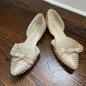 Anne Klein gold & cream bow flats, 8